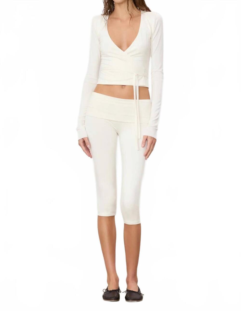 NEW ETERNE foldover capri legging in cream